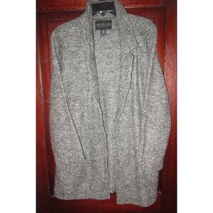 Rachel Zoe M Open Blazer Jacket Coat Knit Wool Blend Gray Pockets Long Cardigan
